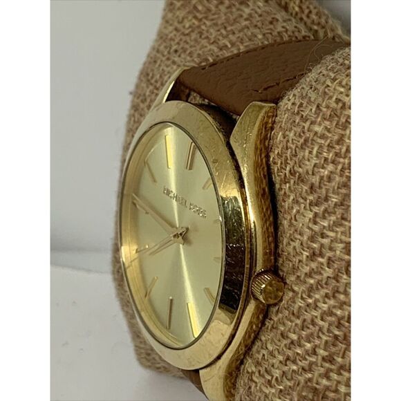 Michael Kors Slim Runway MK3179 Women's Brown Leather Analog Dial Watch WFH211 - Picture 3 of 11